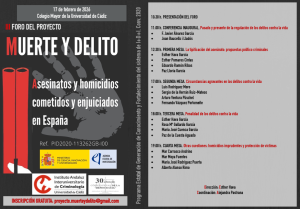 El próximo 17 de febrero se celebra el III FORO del proyecto MUERTE Y DELITO, auspiciado por el IAIC