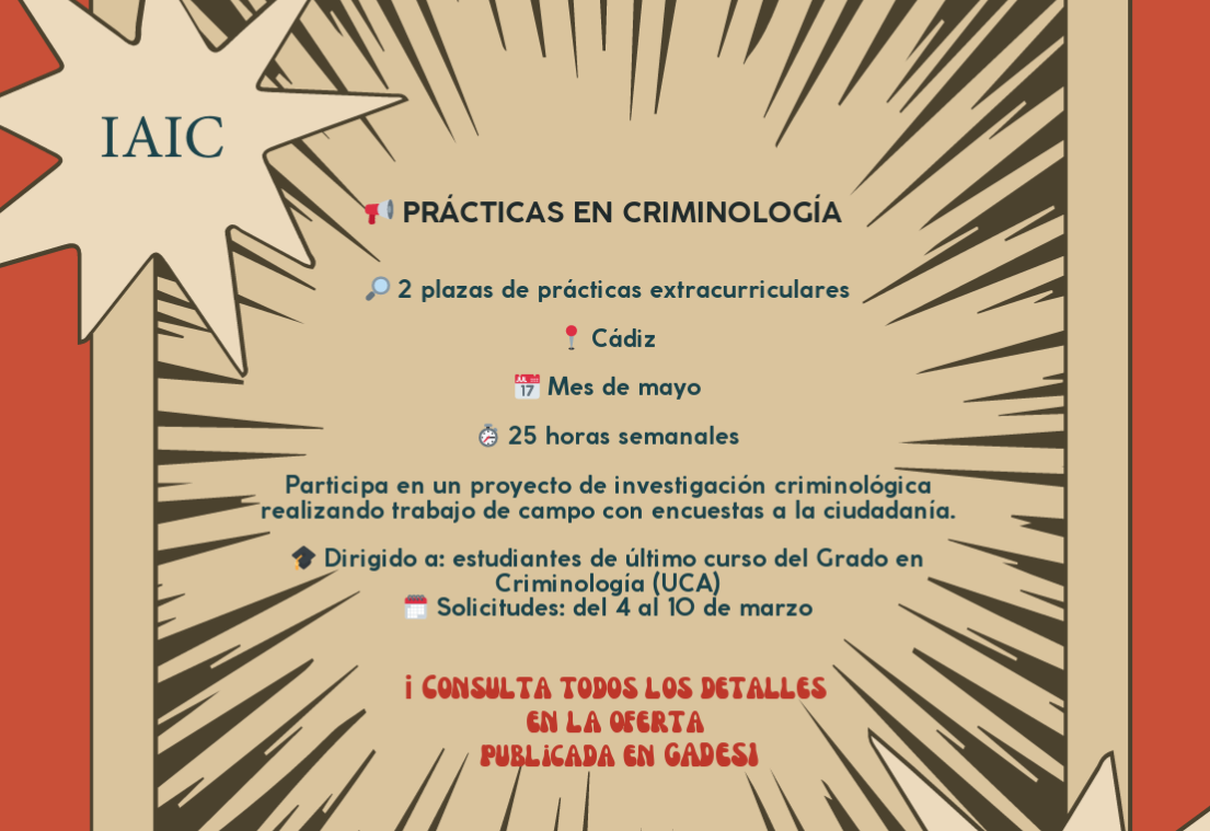 El IAIC oferta dos plazas de prácticas extracurriculares para hacer trabajo de campo en Cádiz